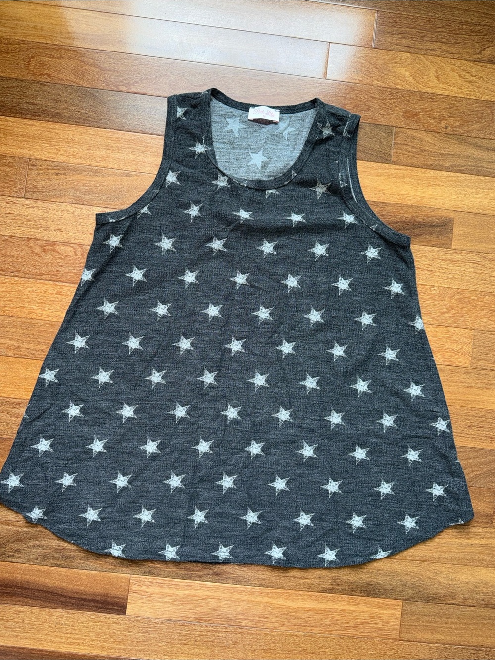 Pink Lily Charcoal Star Pattern Sleeveless Tank